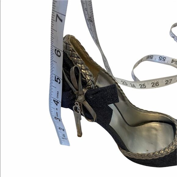 GUESS Denim&Silver Bow Open Toe High Heel 6 - Picture 9 of 10